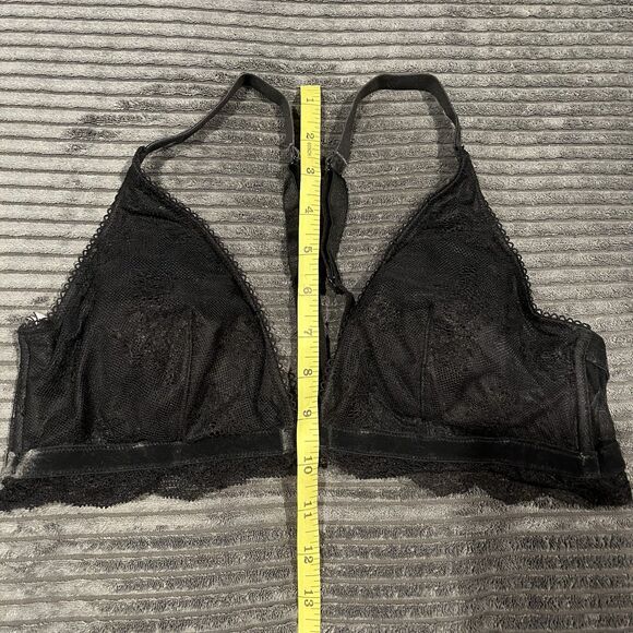 Victoria’s Secret Bralette black large velvet trim lace front Closure EUC - Picture 7 of 7